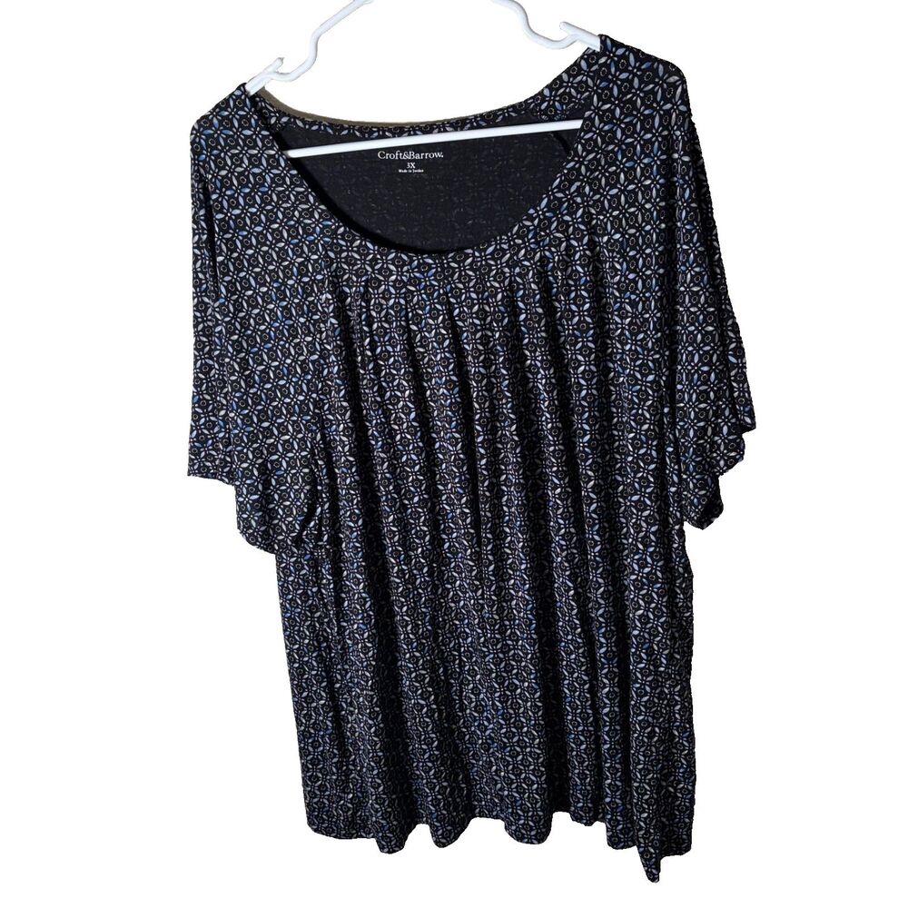 Croft & Barrow T-Shirt Women's 3X Round Neck Short Sleeve Printed Casual Top
